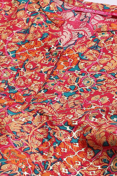 Pink Cotton Straight Printed Dress image number 1