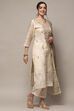 Off White Chanderi Blend Unstitched Suit set image number 7