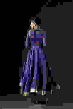 Rohit Bal Blue Cotton Silk Embroidered Suit Set image number 5