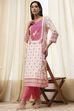 Pink Cotton Printed Straight Kurta image number 0