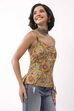 Yellow Cotton Printed Straight Top image number 4