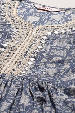 Blue Cotton A-Line Suit Set image number 1