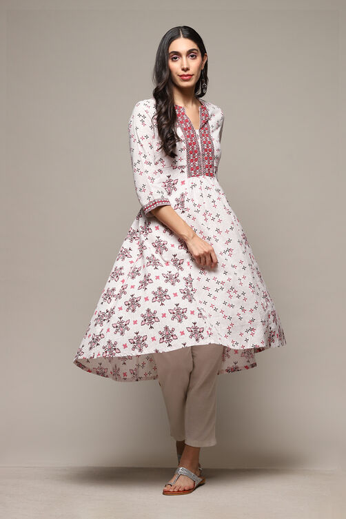 Marine Blue Cotton Blend A-Line Printed Kurta image number 0