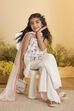 Off-White Viscose Rayon Floral Straight Suit Set