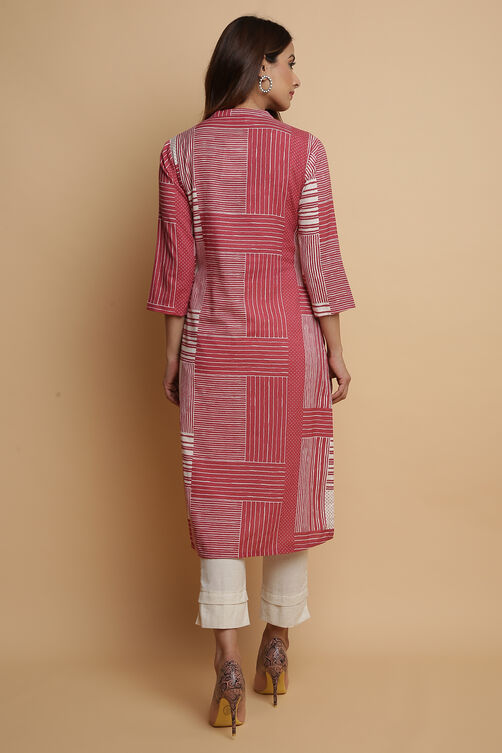 Pink Rayon Straight Kurta Pants Set image number 6