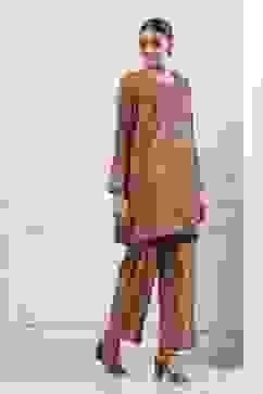 Ochre Yellow Polyester Printed Kurta Pants Set image number 5