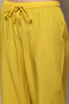 Lime Yellow Cotton Straight Suit Set image number 2