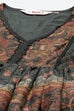 Dark Green Cotton Flared Kurta Slim Pant Suit Set image number 1