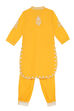 Yellow Cotton Embroidered Straight Kurta Set image number 3