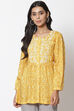 Mustard LIVA Printed Short Kurti image number 0