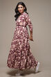 Purple Cotton Tiered Printed Dress image number 3