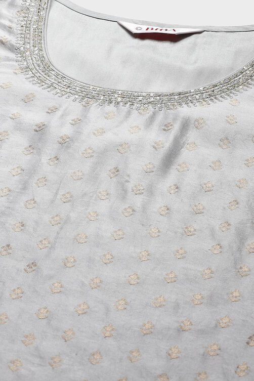 Powder Blue Poly Metallic Straight Suit Set image number 1