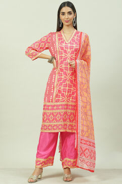 Fuschia Viscose Straight Kurta Palazzo Suit Set image number 0