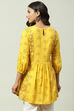 Mustard LIVA Flared Printed Short Kurti image number 4