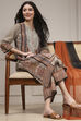 Brown Cotton Printed Straight Suit Set image number 0