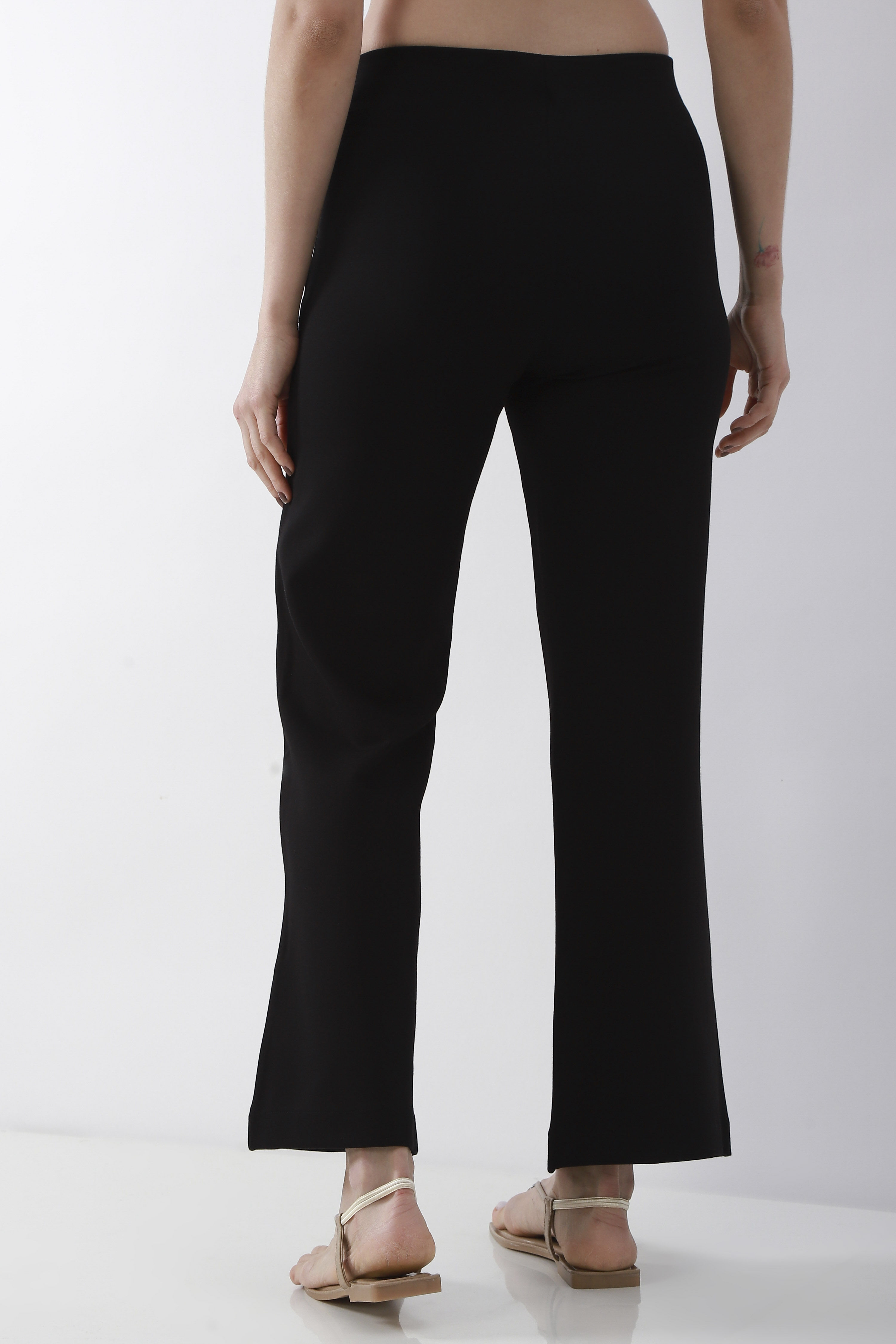 Black Rayon Spandex Flared Pants image number 5
