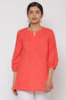 Sky Blue Cotton Short Solid Kurti image number 3