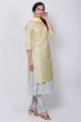 Lemon Yellow Double Layered Kurta Churidar Suit Set image number 2