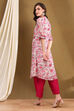 Yellow Teal Polyester Straight Kurta image number 3