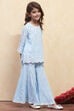 Powder Blue Polyester Sharara Suit Set image number 5
