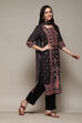 Black Cotton Blend Digital Print Unstitched Suit Set image number 7