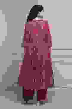 Magenta Cotton Printed Anarkali Suit Set image number 4