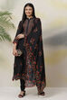 Black Cotton Silk Easy Stitch Suit Set image number 0