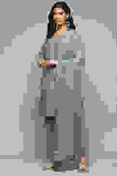 Sage Green Cotton Blend Straight Kurta Pants Suit Set image number 5