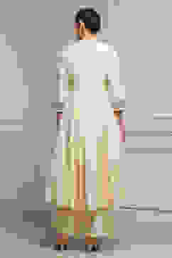 Off-White Embroidered Angrakha Festive Anarkali Suit Set image number 4