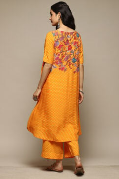 Orange Rayon Asymmetric Kurta Palazzo Suit Set image number 4