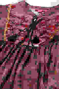 Brown Viscose Satin Tiered Printed Dress image number 1