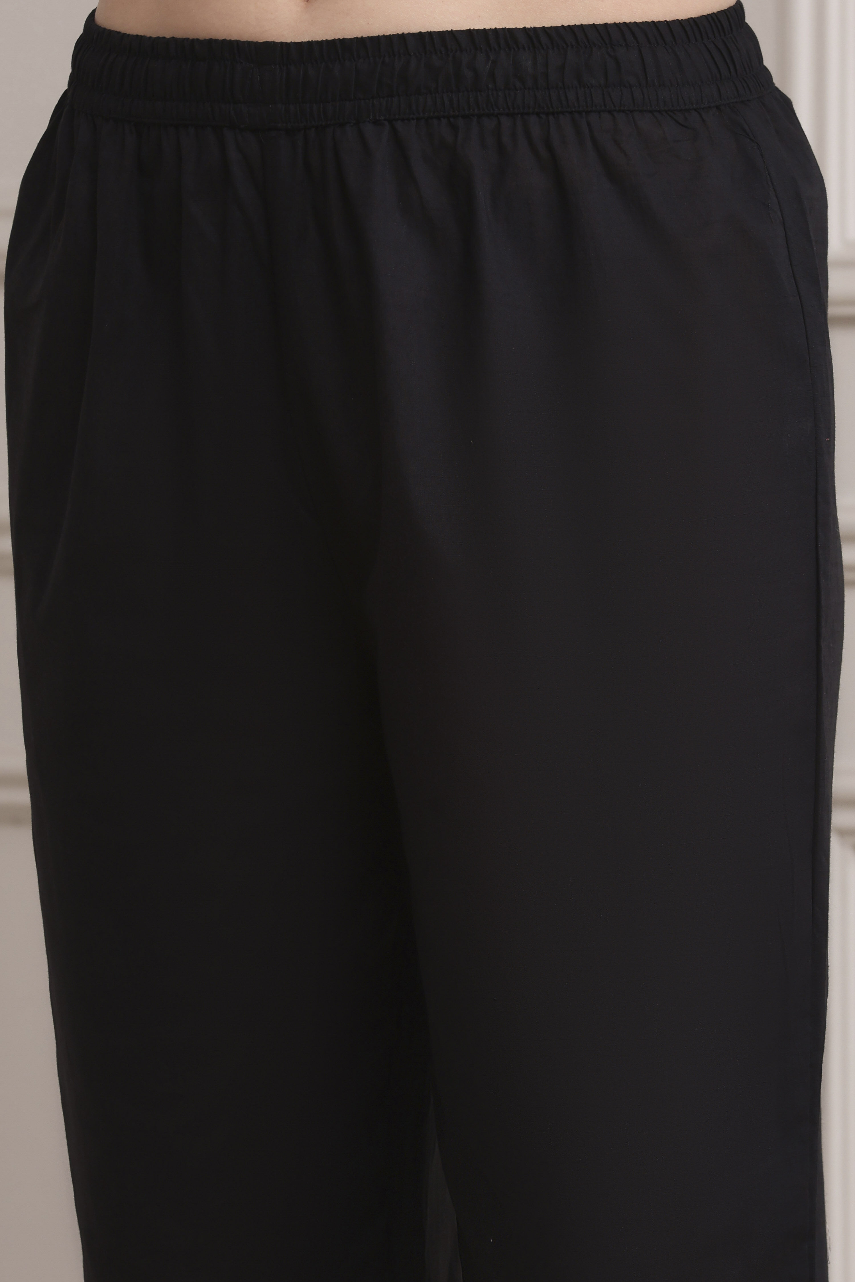 Black Cotton Printed Anarkali Suit Set image number 2