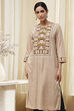 Beige Printed Straight Kurta image number 1