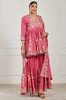 Pink Cotton Peplum Printed Garara Suit Set image number 6