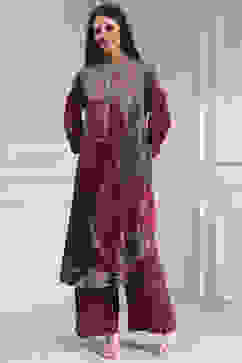 Berry Printed Straight Kurta Set image number 6