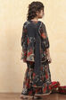 Black Polyester Floral Printed Peplum Sharara Kurta Set image number 4