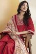 Red Cotton Straight Suit Set image number 1
