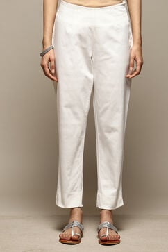 Off White Cotton Relaxed Pants image number 5