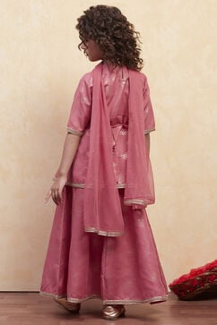 Blush Pink Polyester Peplum Lehenga Set image number 4