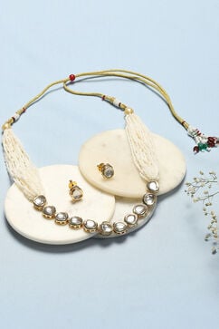 White Gold Brass Necklace Set image number 0