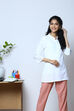 White Cotton Flax Solid Kurti image number 2