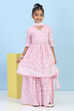 Pink Cotton Printed A-line Suit Set image number 6