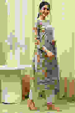 Teal Muslin Digital Print Unstitched Suit Set image number 6