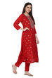 Red Banarasi Silk Machine Embroidered Unstitched Suit Set image number 6