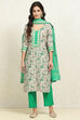 Orange Cotton Handloom Unstitched Suit Set image number 7