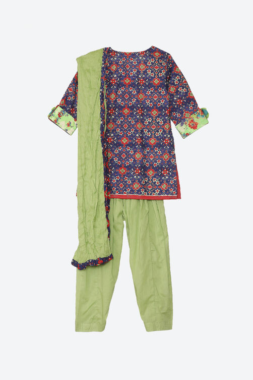 Purple Cotton Straight Kurta Salwar Suit Set image number 2