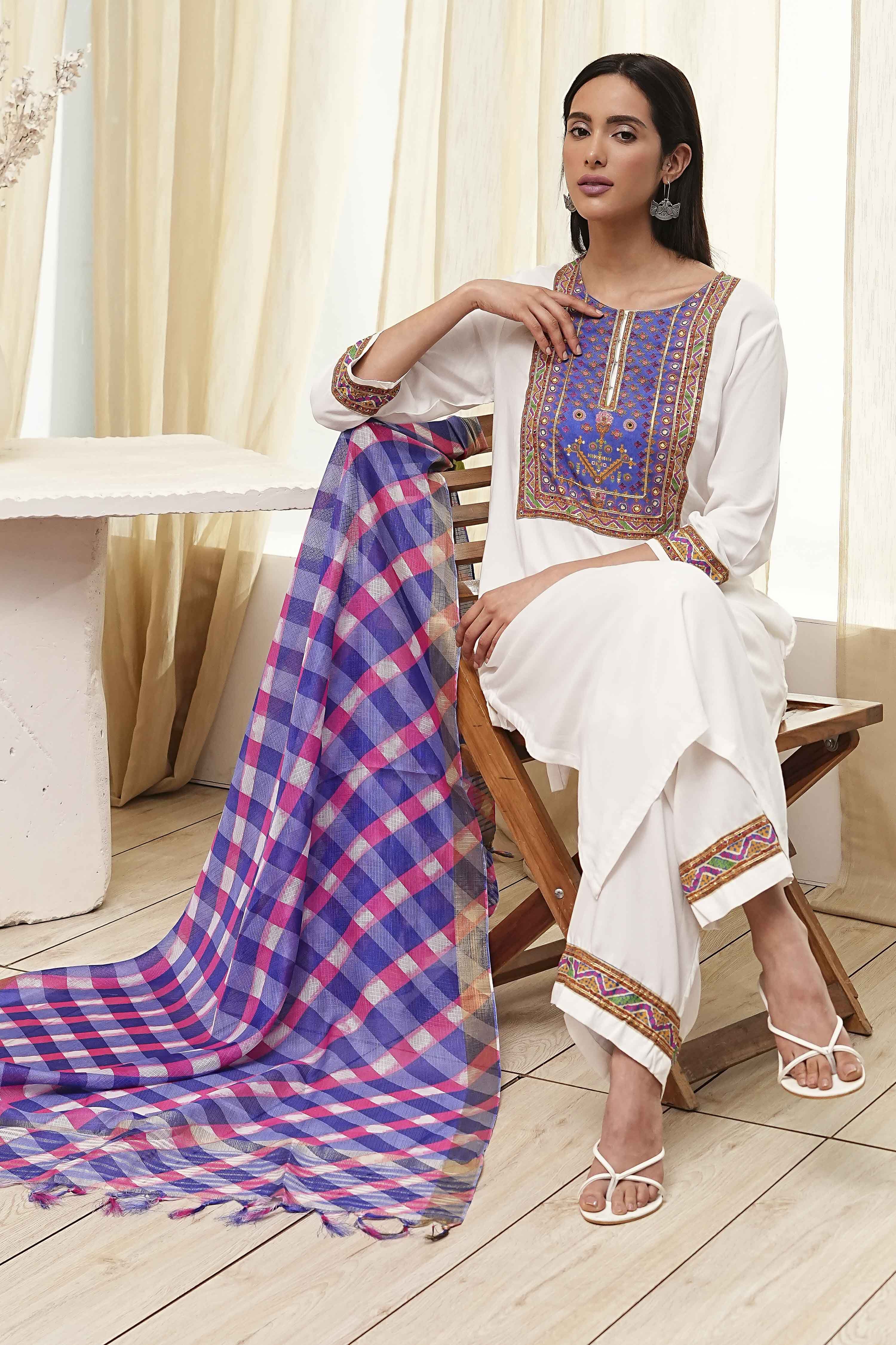 Blue and Pink Straight Suit Set image number 7