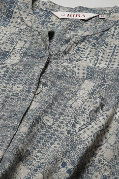 Navy Rayon Printed Kurti image number 5