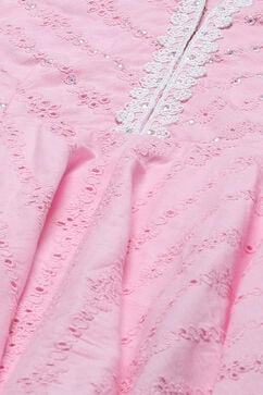 Pink Cotton Flared Suit Set image number 1