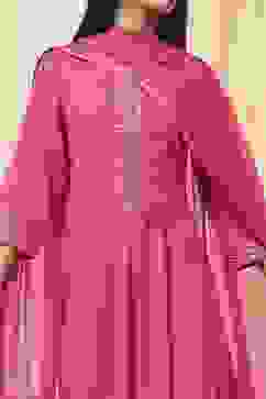 Fuchsia Viscose Printed Kalidar Suit Set image number 1